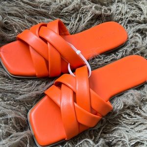 French Connection Orange Strappy Woven Sandals